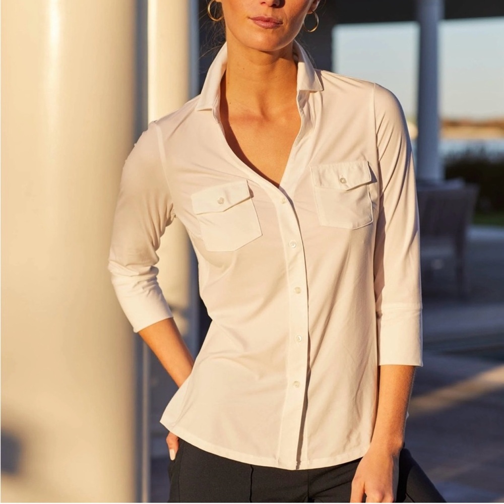 J. McLaughlin Cream Button Down Shirt - Picture 9 of 13